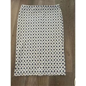 Zara Elastic Band Shades of Blue Pattern Pencil Skirt (Size L)